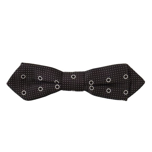 Dolce & Gabbana Black White Polka Dot 100% Silk Neck Papillon Men's Tie